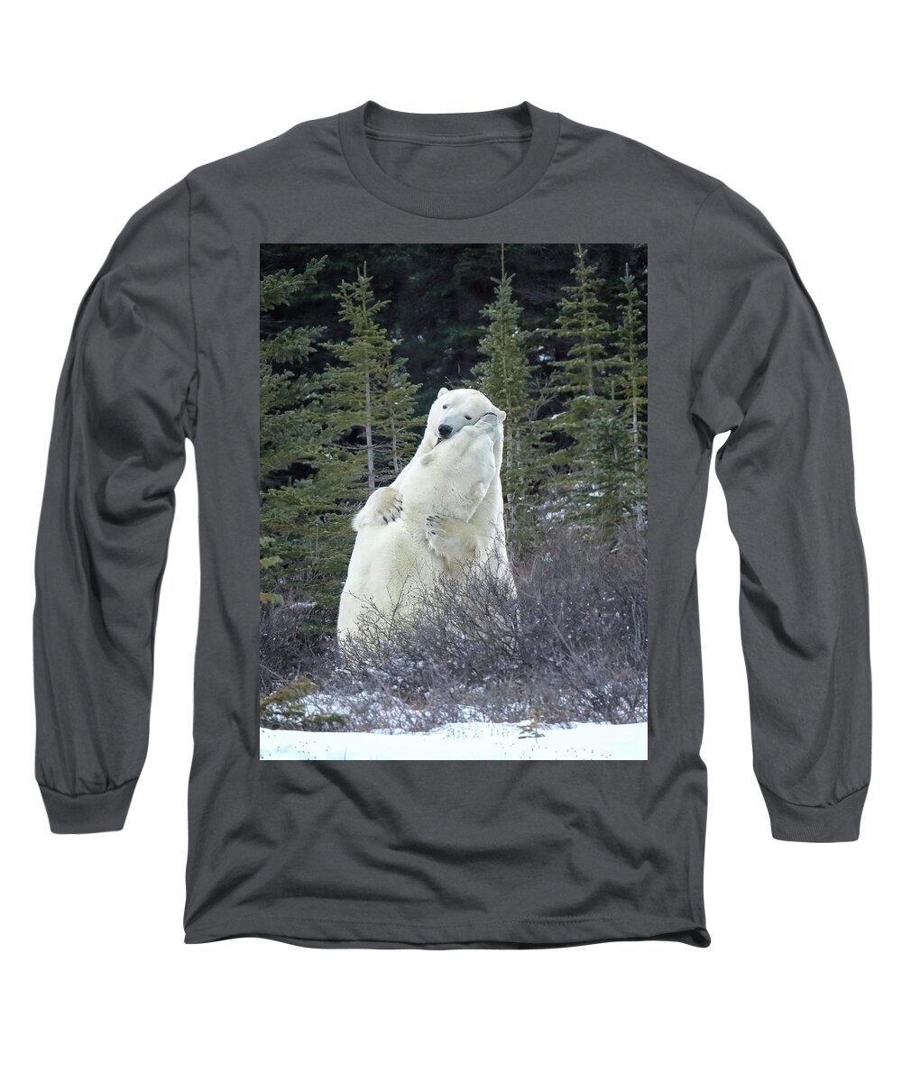 Polar Bear Long Sleeve T-Shirt featuring the photograph Bear Hug by Coby Cooper