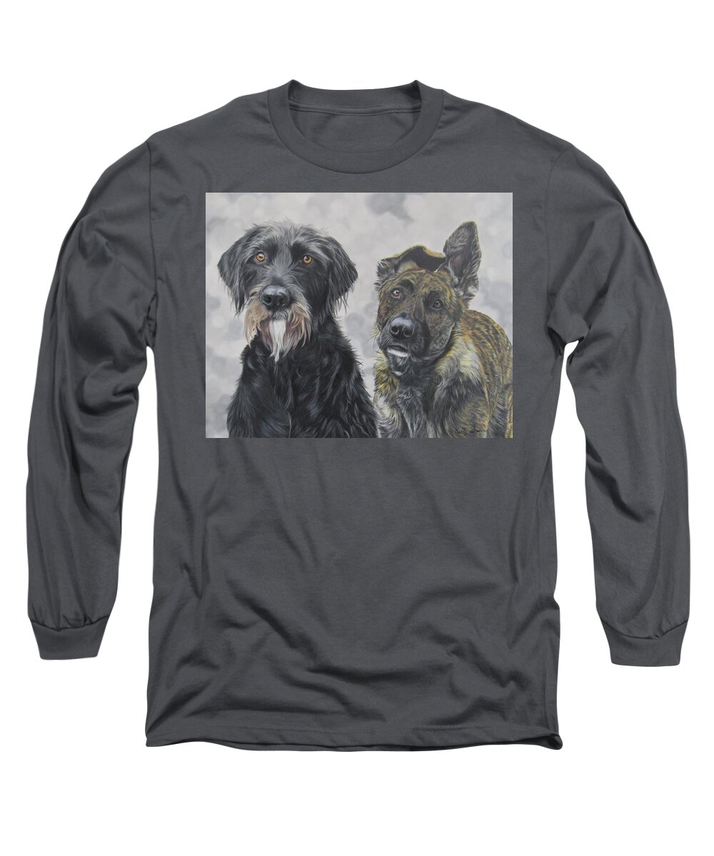 Dog Long Sleeve T-Shirt featuring the drawing Best Friends by Kelly Speros
