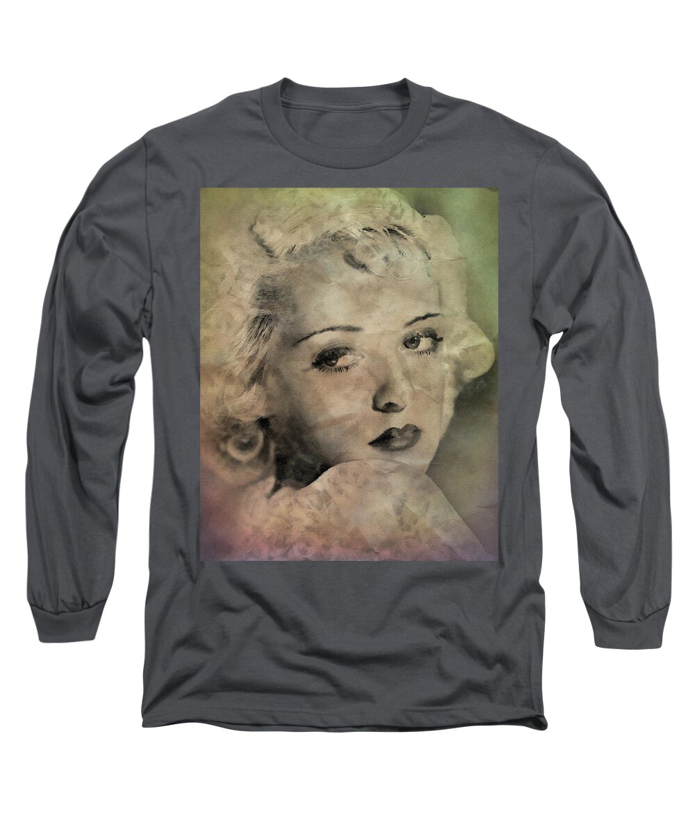 Bette Davis Long Sleeve T-Shirt featuring the digital art Bette Davis Eyes by Pheasant Run Gallery