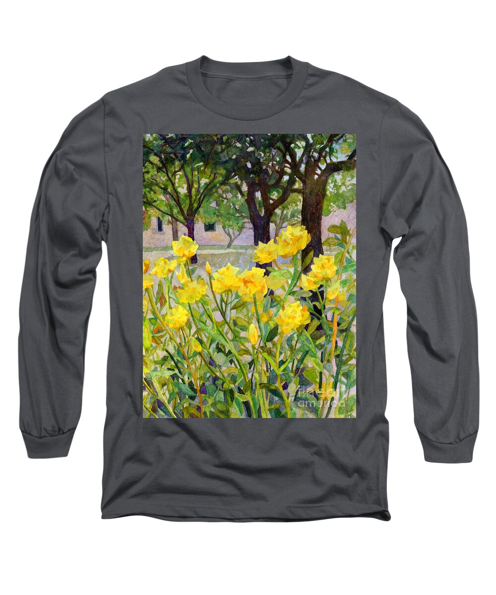 Tamu Long Sleeve T-Shirt featuring the painting Beyond Rose Garden - In Bloom 2 by Hailey E Herrera