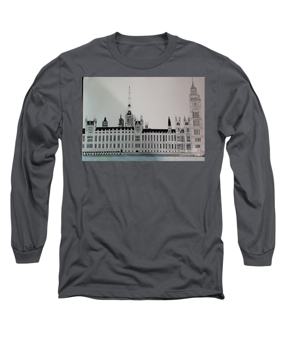 Original Long Sleeve T-Shirt featuring the drawing Big Ben by Donald Northup