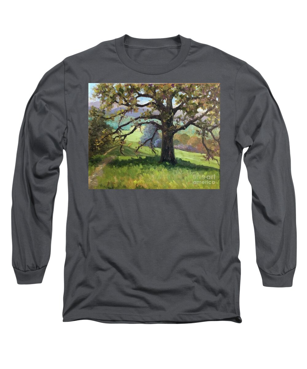 Tree Long Sleeve T-Shirt featuring the painting Biltmore Walking Path by Anne Marie Brown