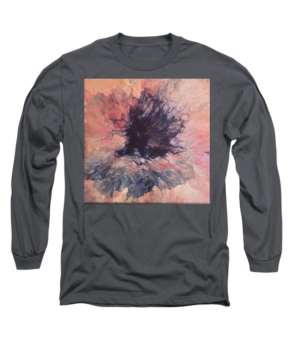 Abstract Long Sleeve T-Shirt featuring the painting Black Hole by Pour Your heART Out Artworks