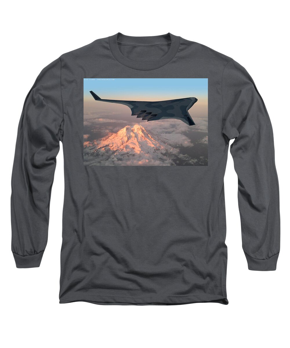 Boeing Long Sleeve T-Shirt featuring the digital art Boeing BWB Bomber by Custom Aviation Art