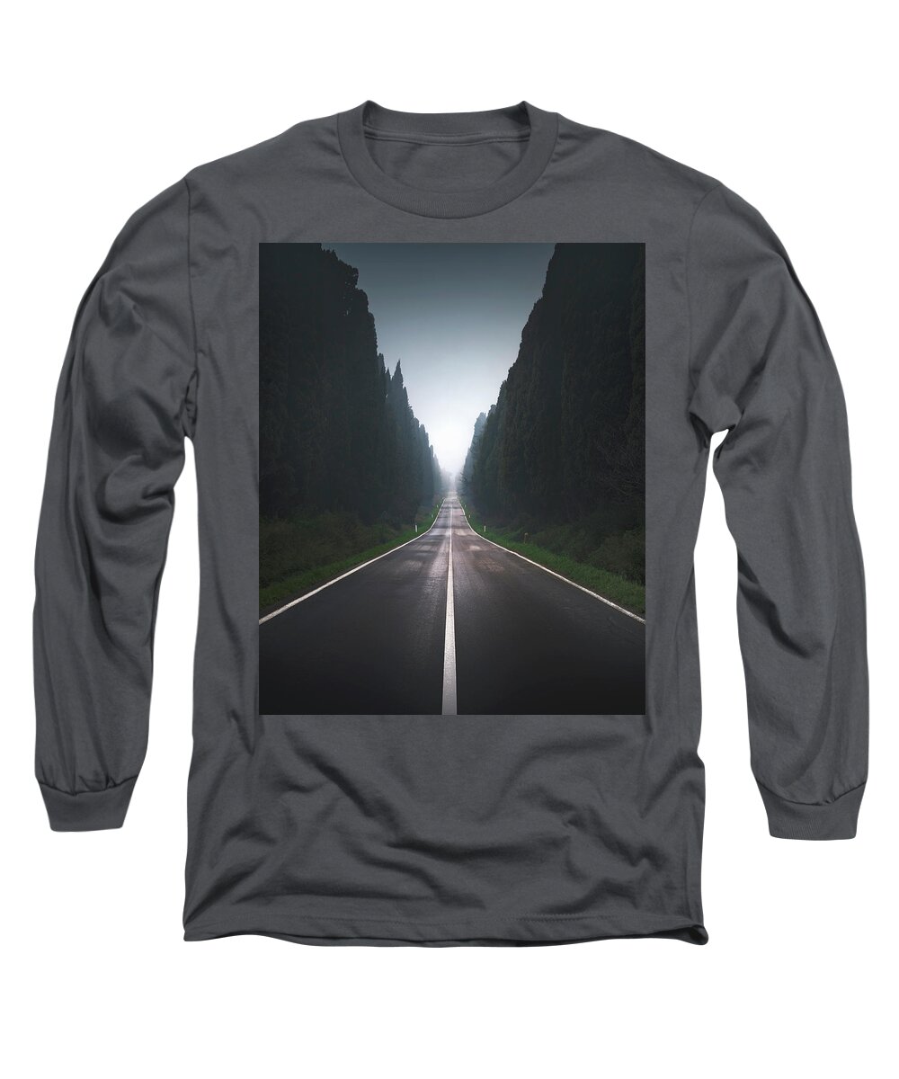 Bolgheri Long Sleeve T-Shirt featuring the photograph Foggy Morning in Bolgheri by Stefano Orazzini