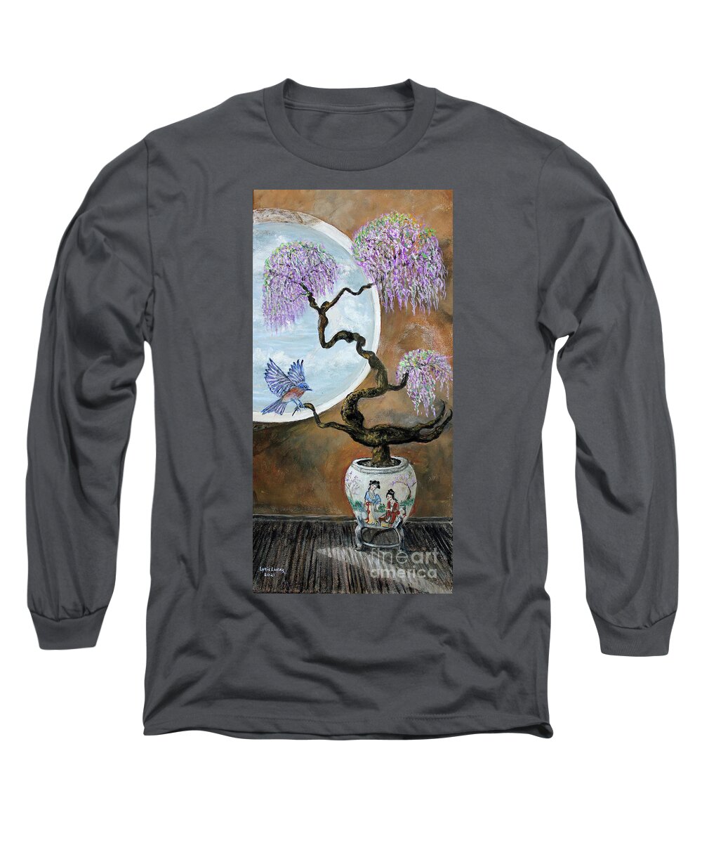 Still Life Long Sleeve T-Shirt featuring the painting Bonsai Fantasy by Lyric Lucas