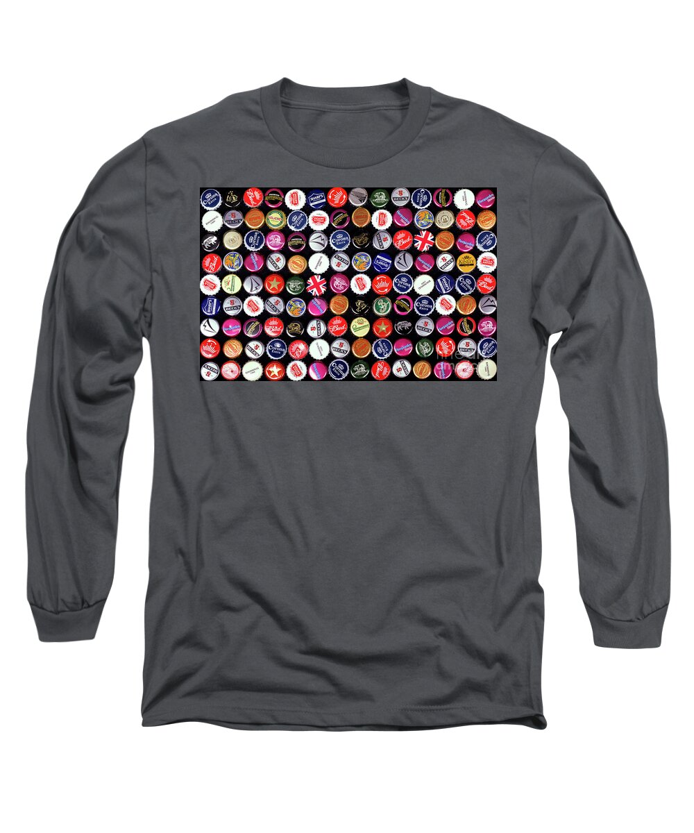 Bottle Long Sleeve T-Shirt featuring the photograph Bottle cap background by Jane Rix