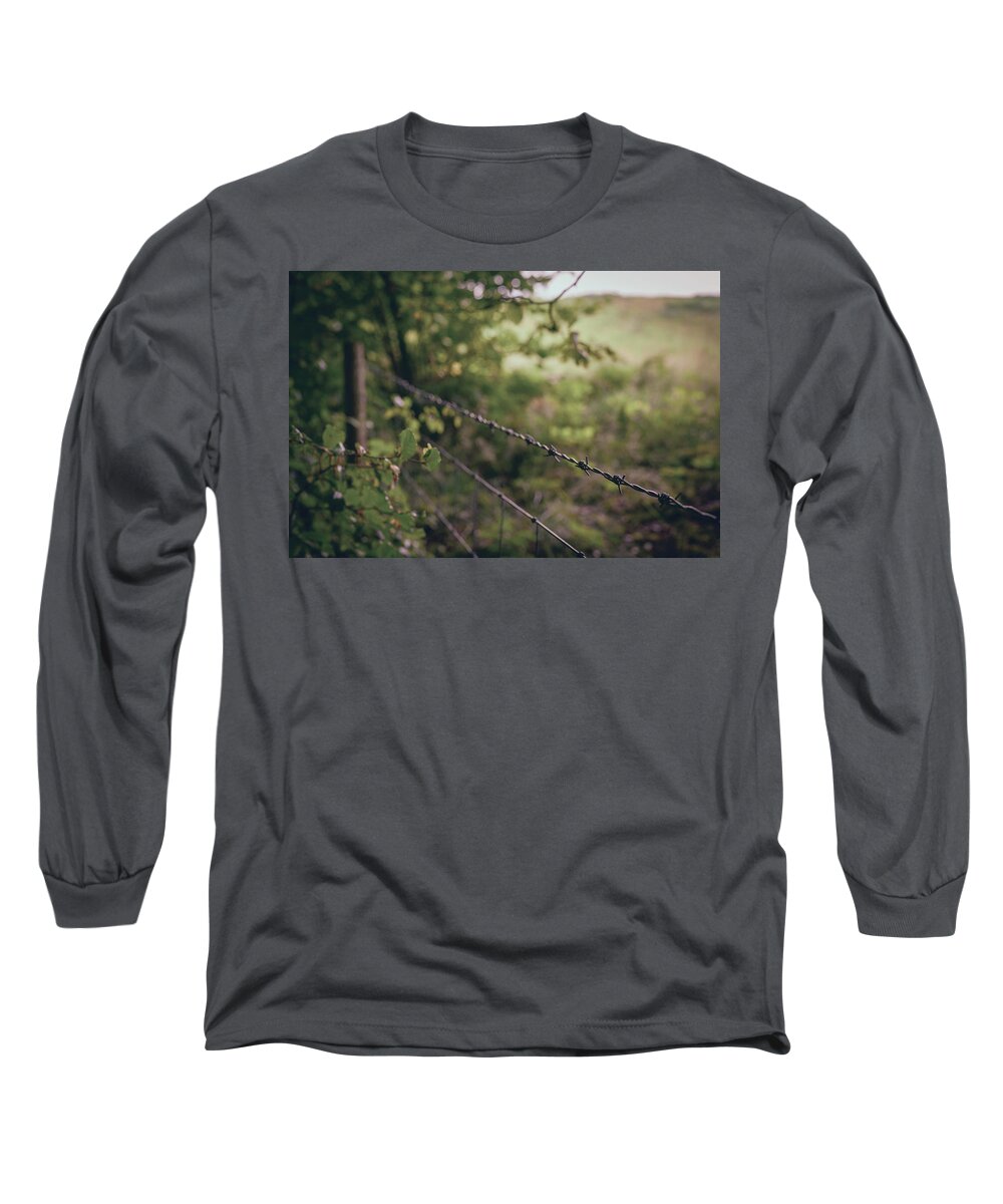 Barbedwire Long Sleeve T-Shirt featuring the photograph Boundaries by Gavin Lewis