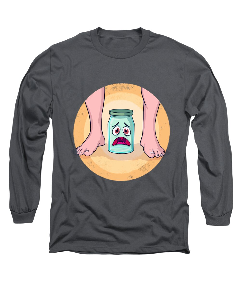 Dark Humor Long Sleeve T-Shirt featuring the drawing Brave Little Jar by Ludwig Van Bacon