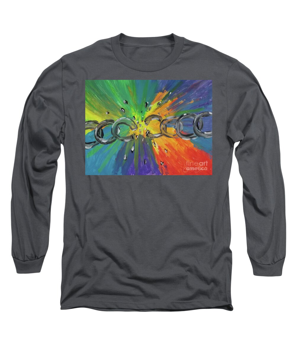 Break Long Sleeve T-Shirt featuring the painting Break Free Break Forth by Curtis Sikes