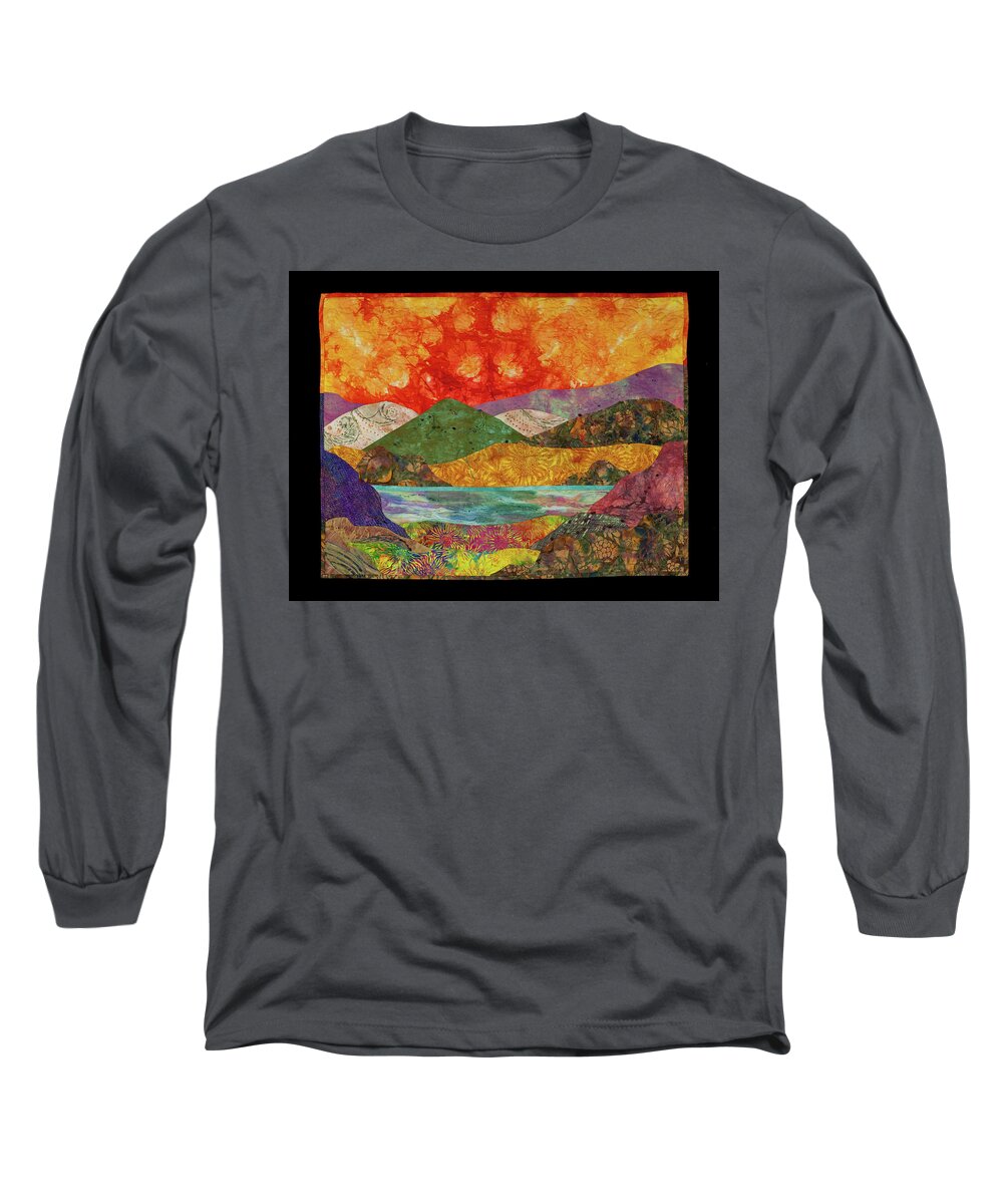 Fiber Art Long Sleeve T-Shirt featuring the mixed media Brilliant Sky by Vivian Aumond