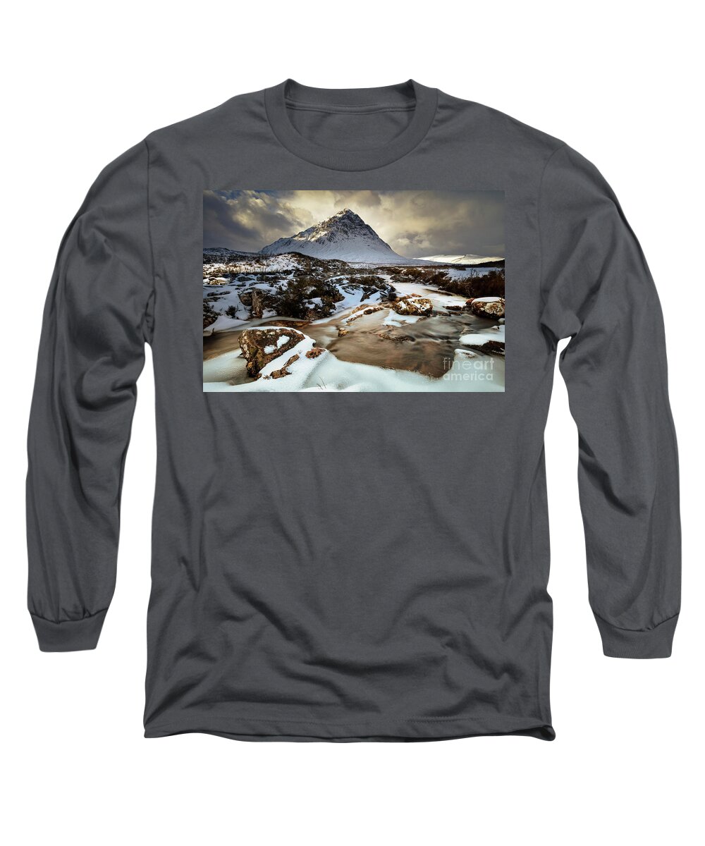 Buachaille Etive Mor Long Sleeve T-Shirt featuring the photograph Buachaille Etive Mor storm, Scottish Highlands by Neale And Judith Clark