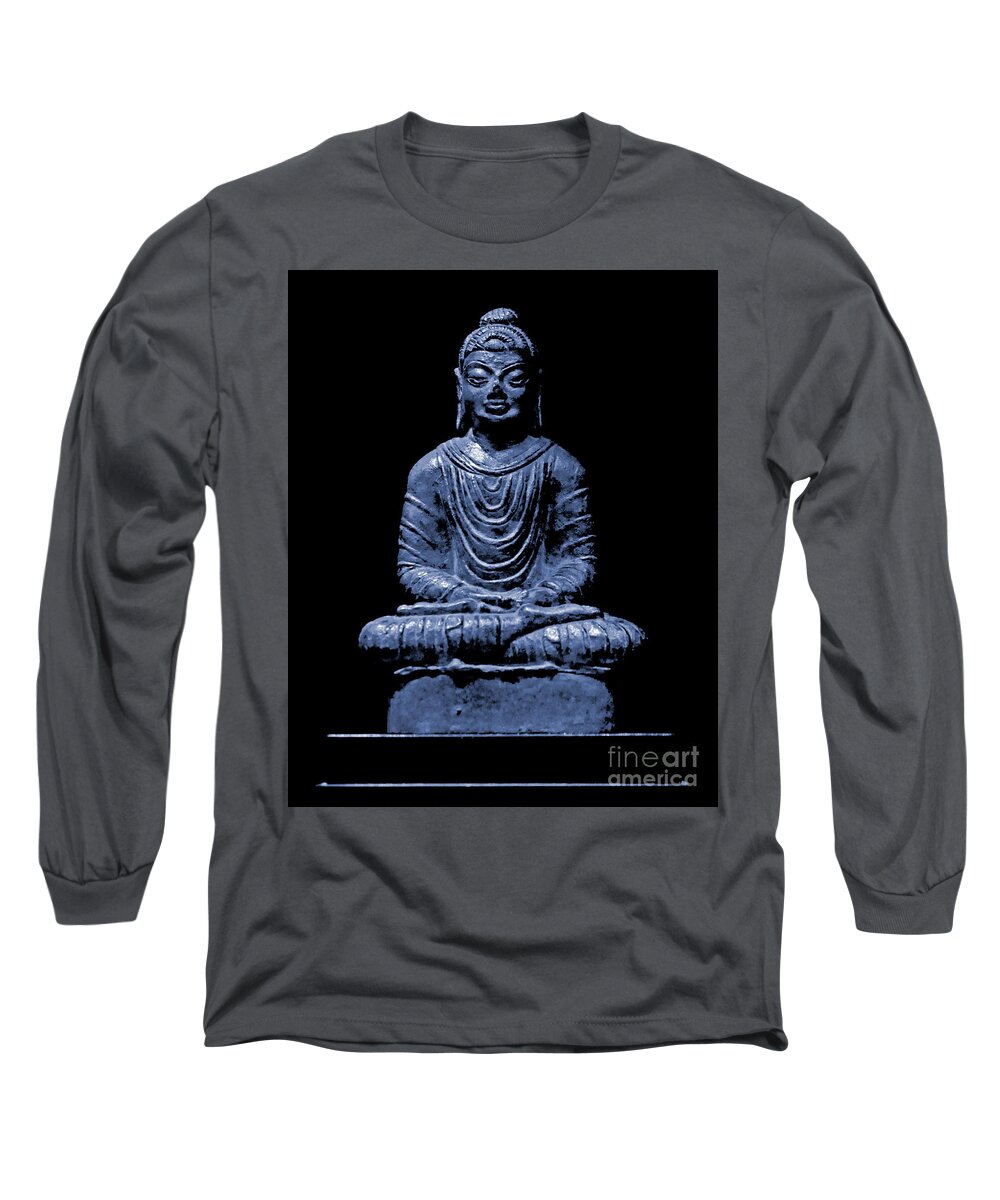 Buddha Long Sleeve T-Shirt featuring the photograph Buddha Blue by Marisol VB