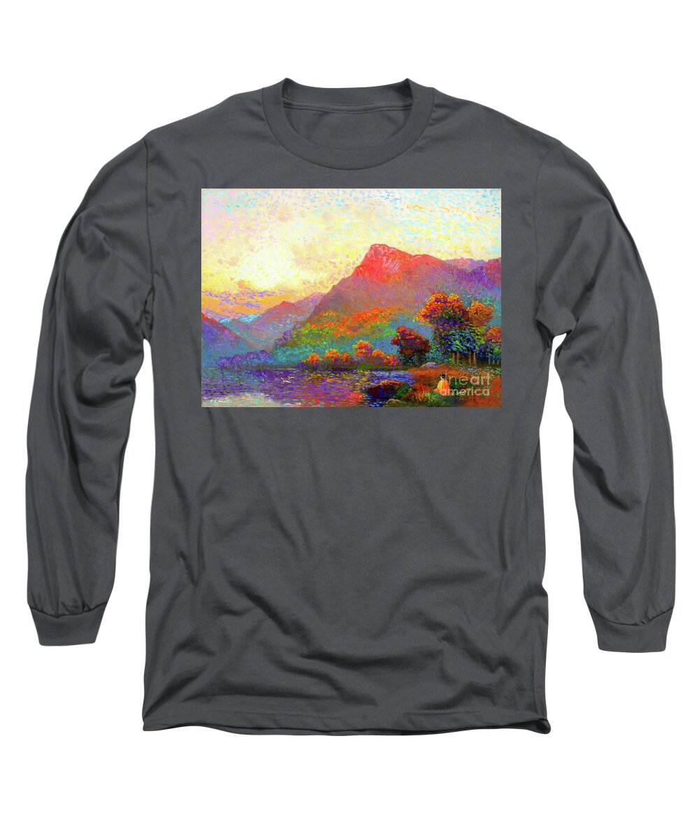 Meditation Long Sleeve T-Shirt featuring the painting Buddha Meditation, Divine Light by Jane Small