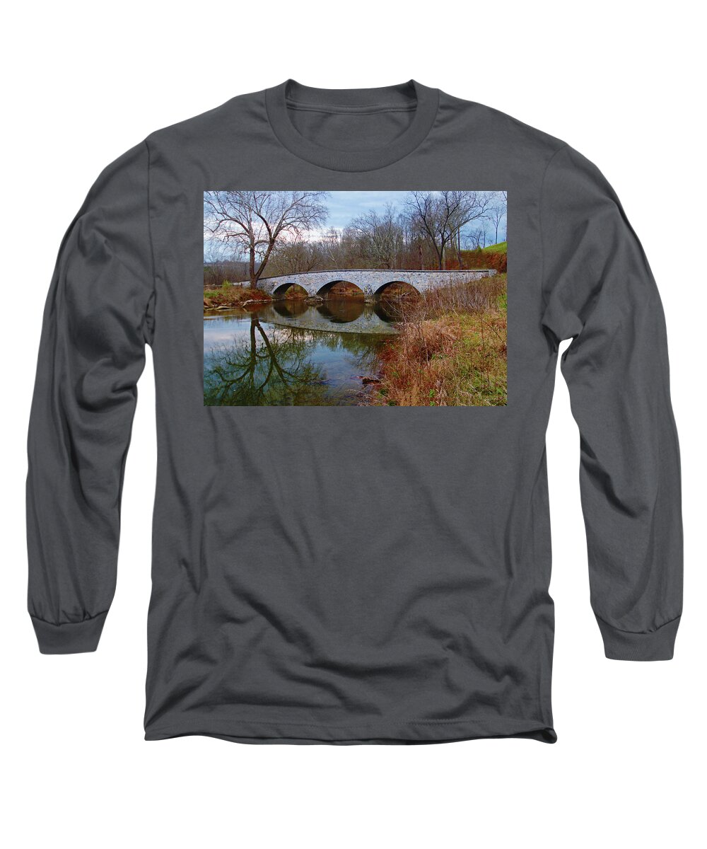Photo Designs By Suzanne Stout Long Sleeve T-Shirt featuring the photograph Burnside Bridge by Suzanne Stout
