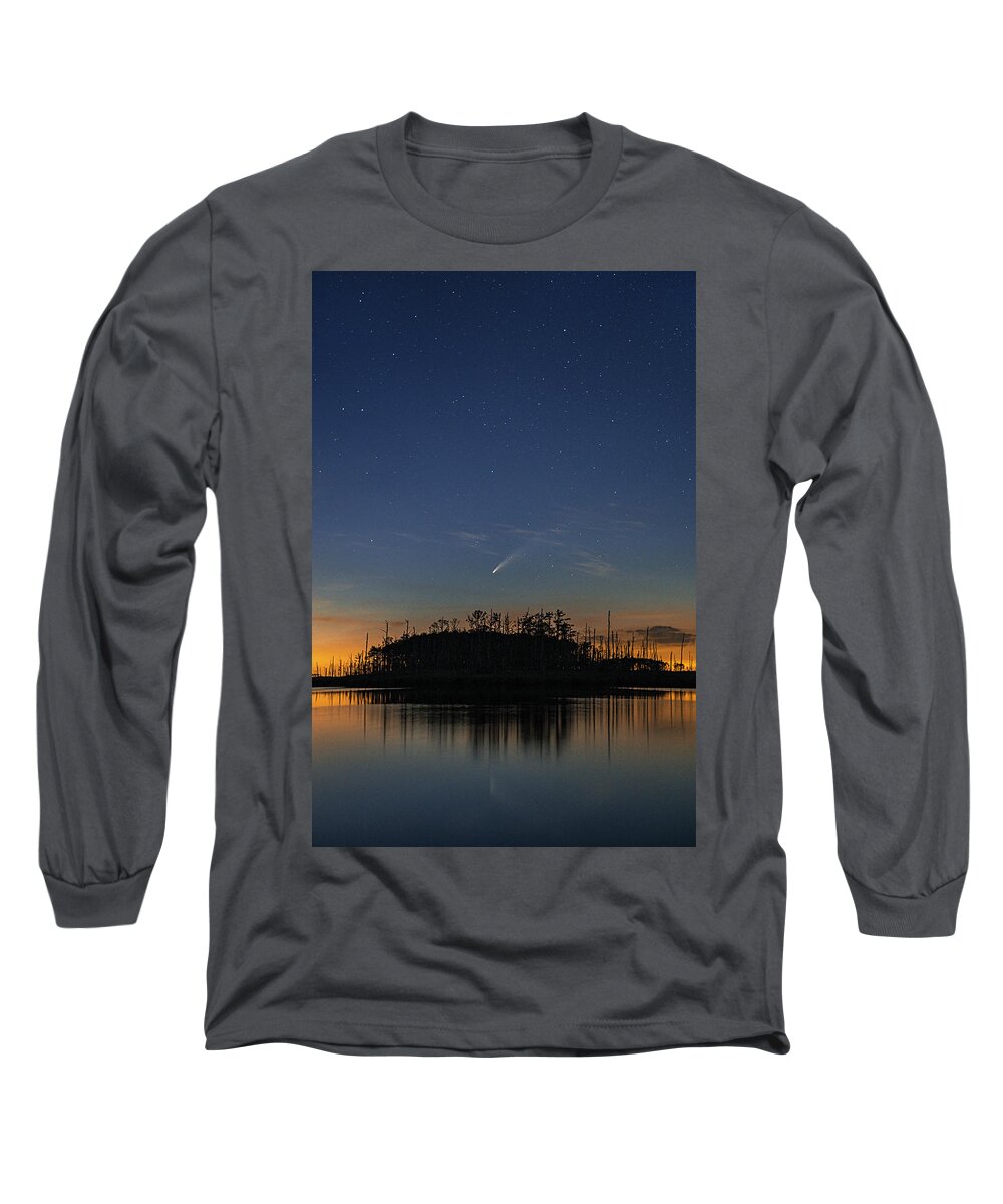 Nightscapes Long Sleeve T-Shirt featuring the photograph C/2020 F3 Neowise 2 by Robert Fawcett