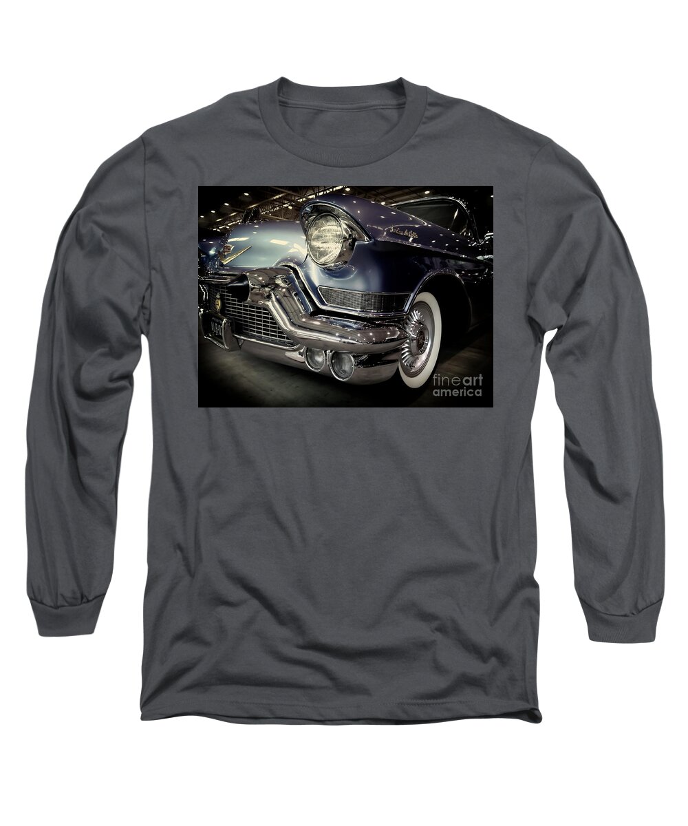 #classiccars #caddy #cadillacctsv #vintagedecor #vintage #supercharged #swangas #ctsvnation #slabculture #lowrider #hotrod #meguiars Long Sleeve T-Shirt featuring the photograph Cadillac 1957 by Franchi Torres