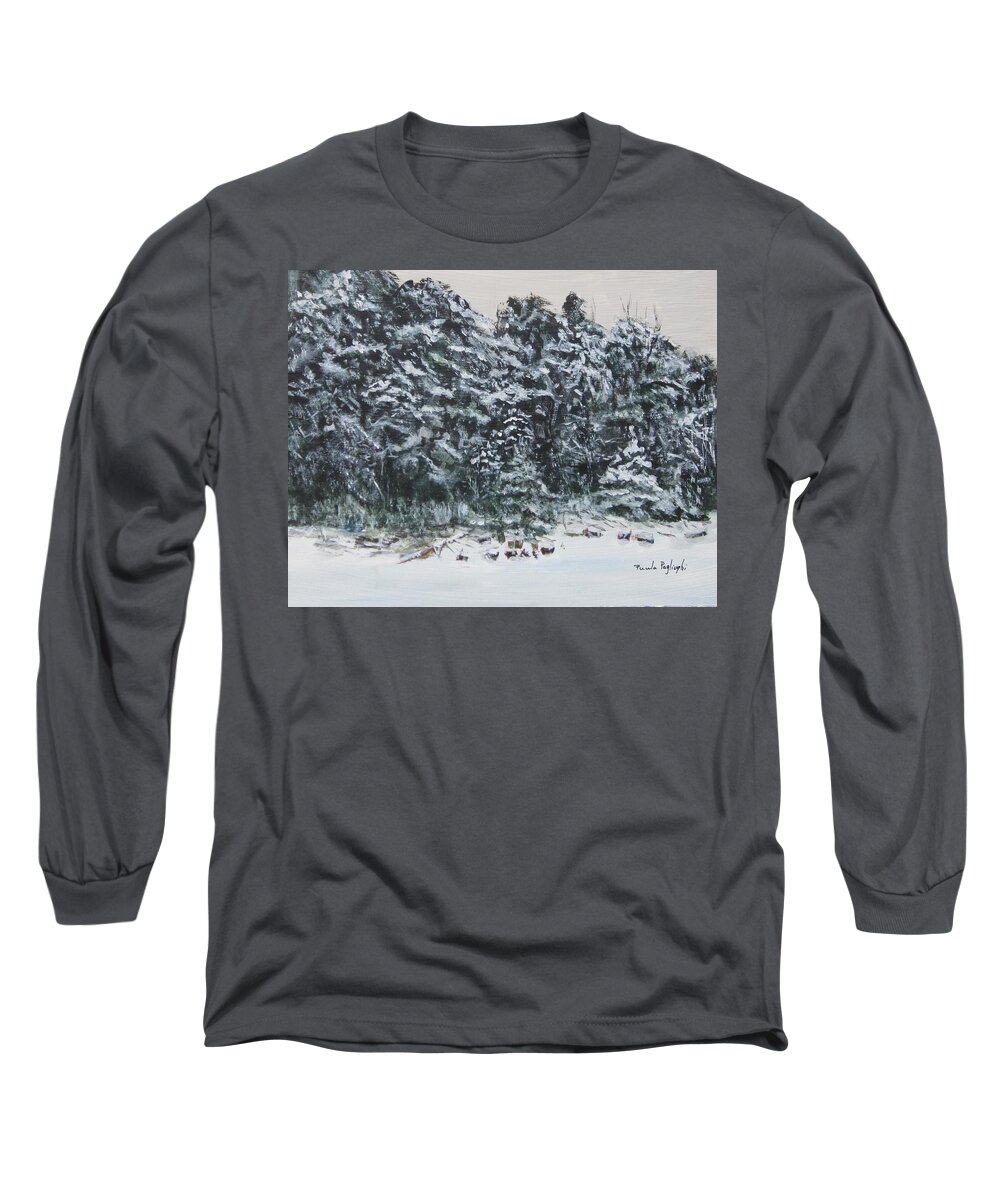 Painting Long Sleeve T-Shirt featuring the painting Cape May Snow by Paula Pagliughi
