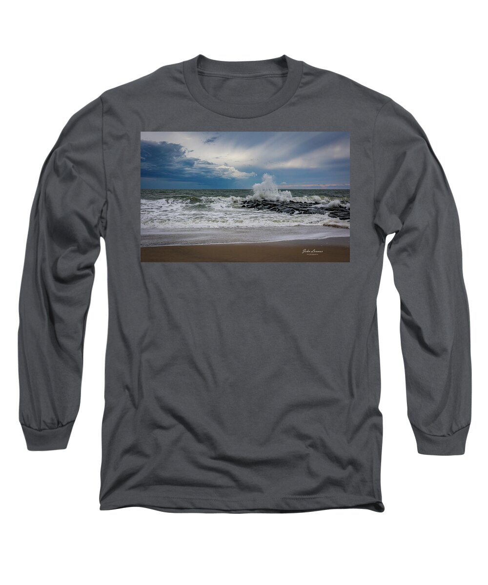 Cape May. Long Sleeve T-Shirt featuring the photograph Cape May waves by John Loreaux