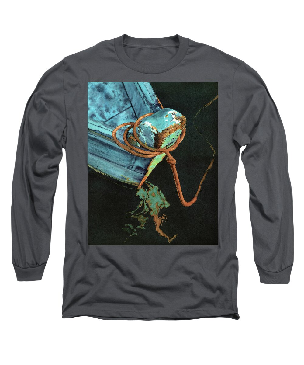 Boat Long Sleeve T-Shirt featuring the painting Cast the Net by Julie Senf