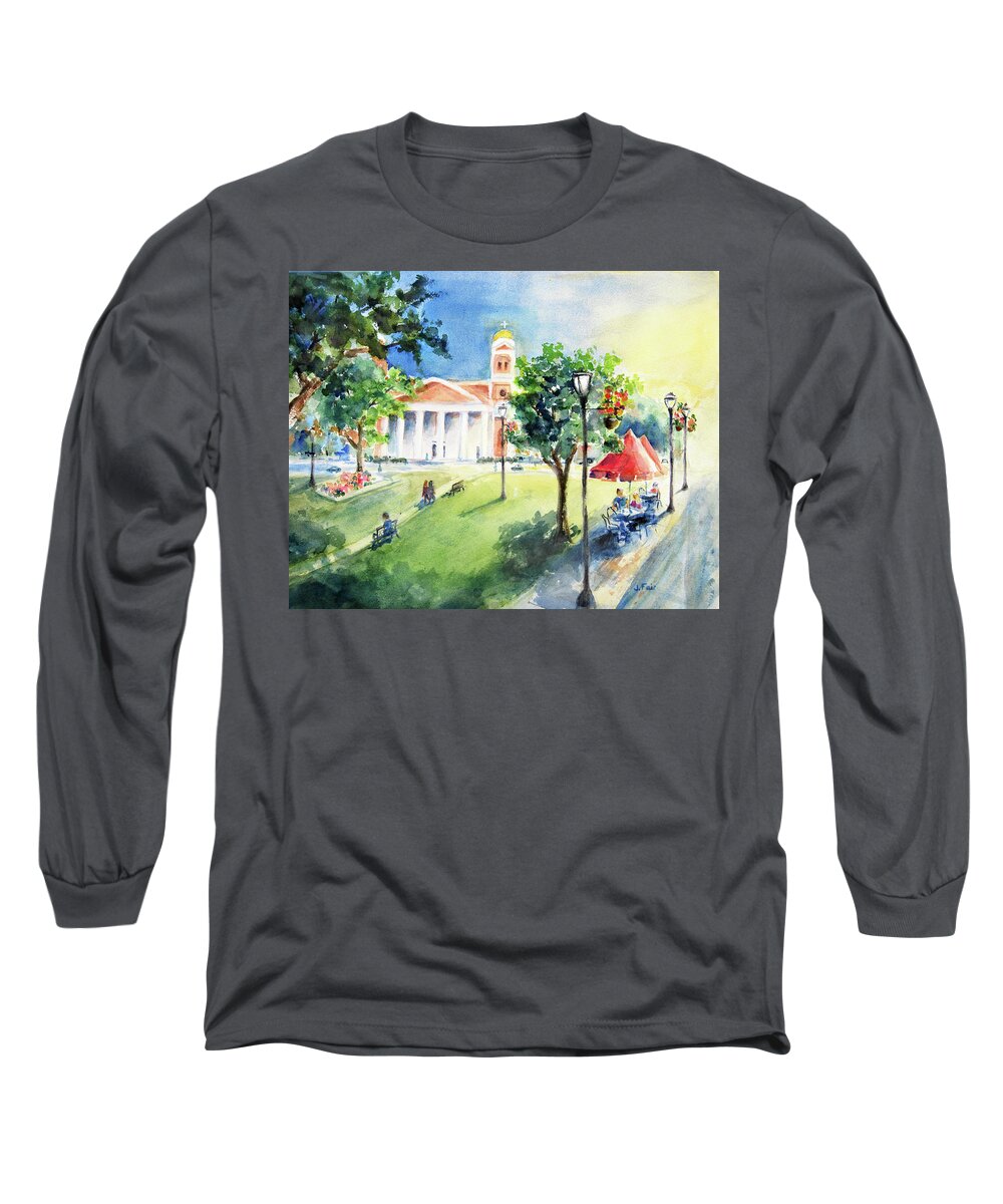 Park Long Sleeve T-Shirt featuring the painting Cathedral Square by Jerry Fair