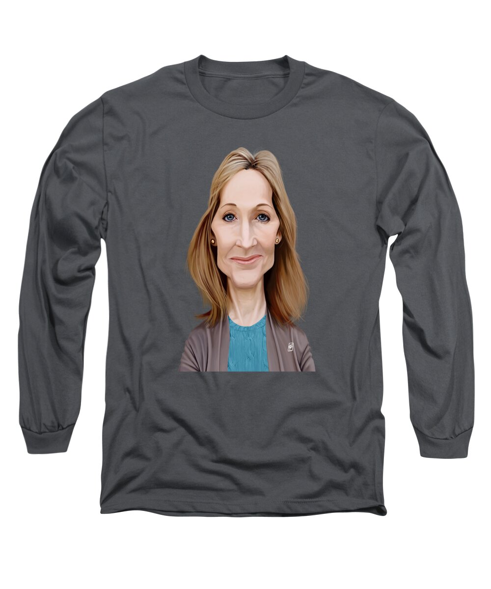 Illustration Long Sleeve T-Shirt featuring the digital art Celebrity Sunday - J.K.Rowling by Rob Snow