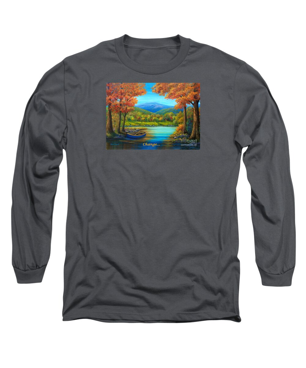 Change Long Sleeve T-Shirt featuring the painting Change Card - Autumn Respite by Sarah Irland