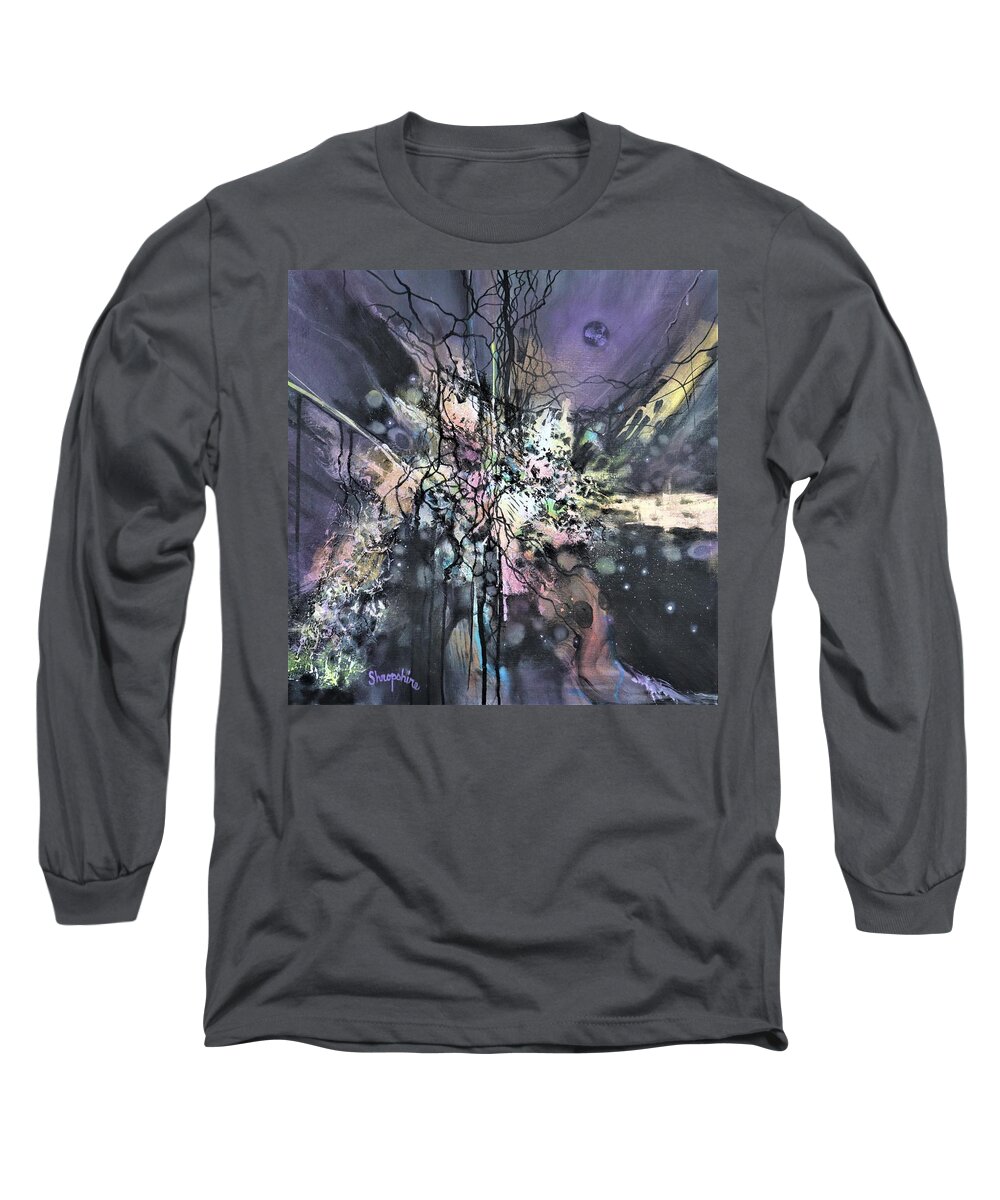 Abstract Long Sleeve T-Shirt featuring the painting Chaos by Tom Shropshire