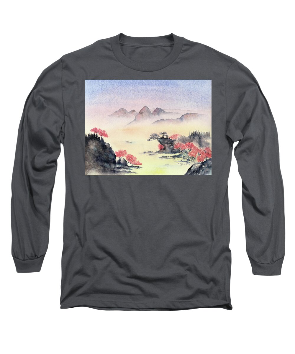 Cherry Long Sleeve T-Shirt featuring the painting Cherry Blossoms by Wendy Keeney-Kennicutt