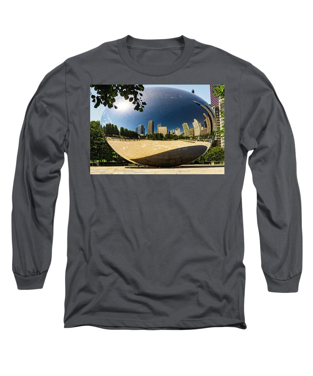 Chicago Cloud Gate Bean Long Sleeve T-Shirt featuring the photograph Chicago Cloud Gate by David Morehead