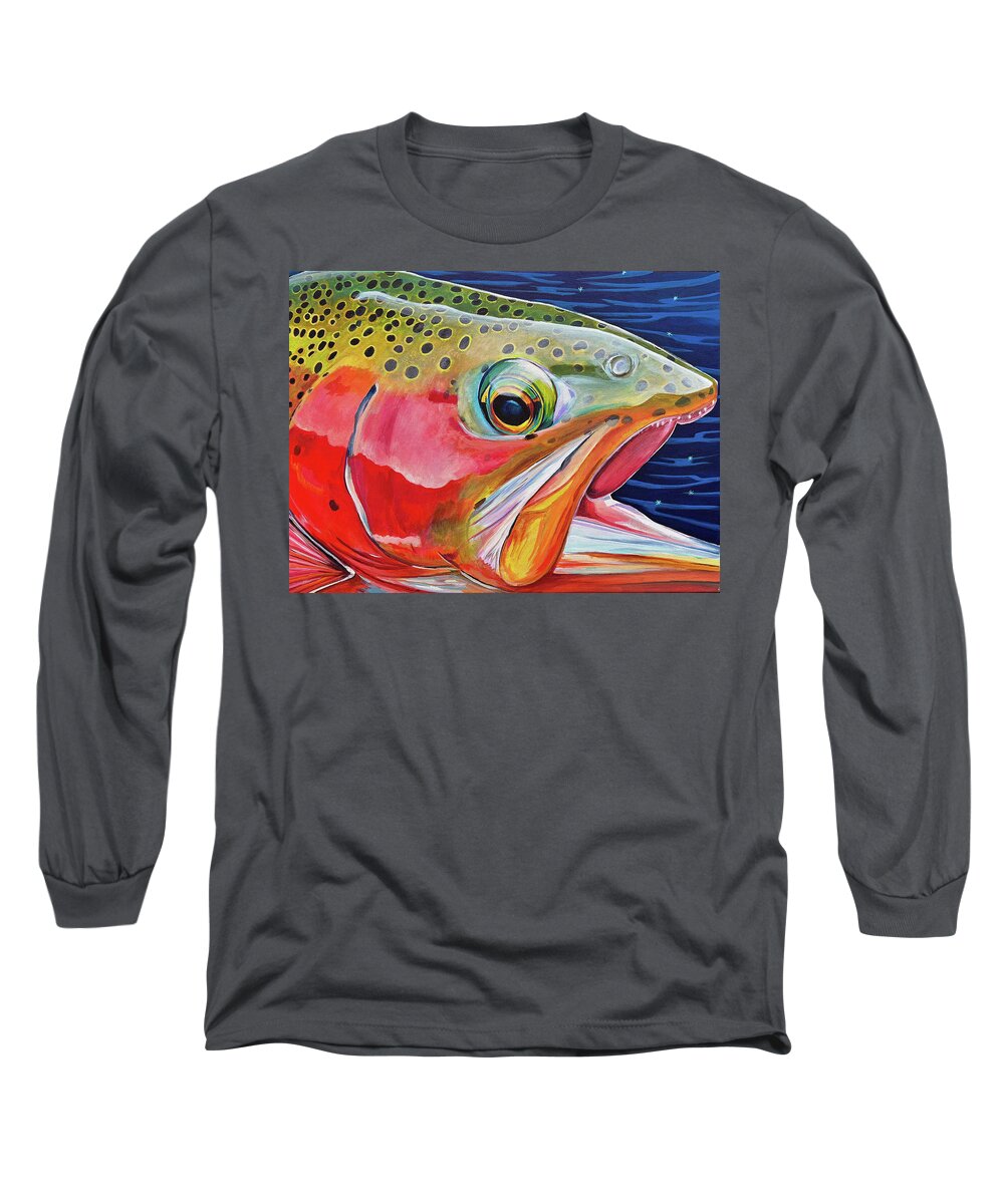 Trout Long Sleeve T-Shirt featuring the painting Chromatic Catch by Mark Ray
