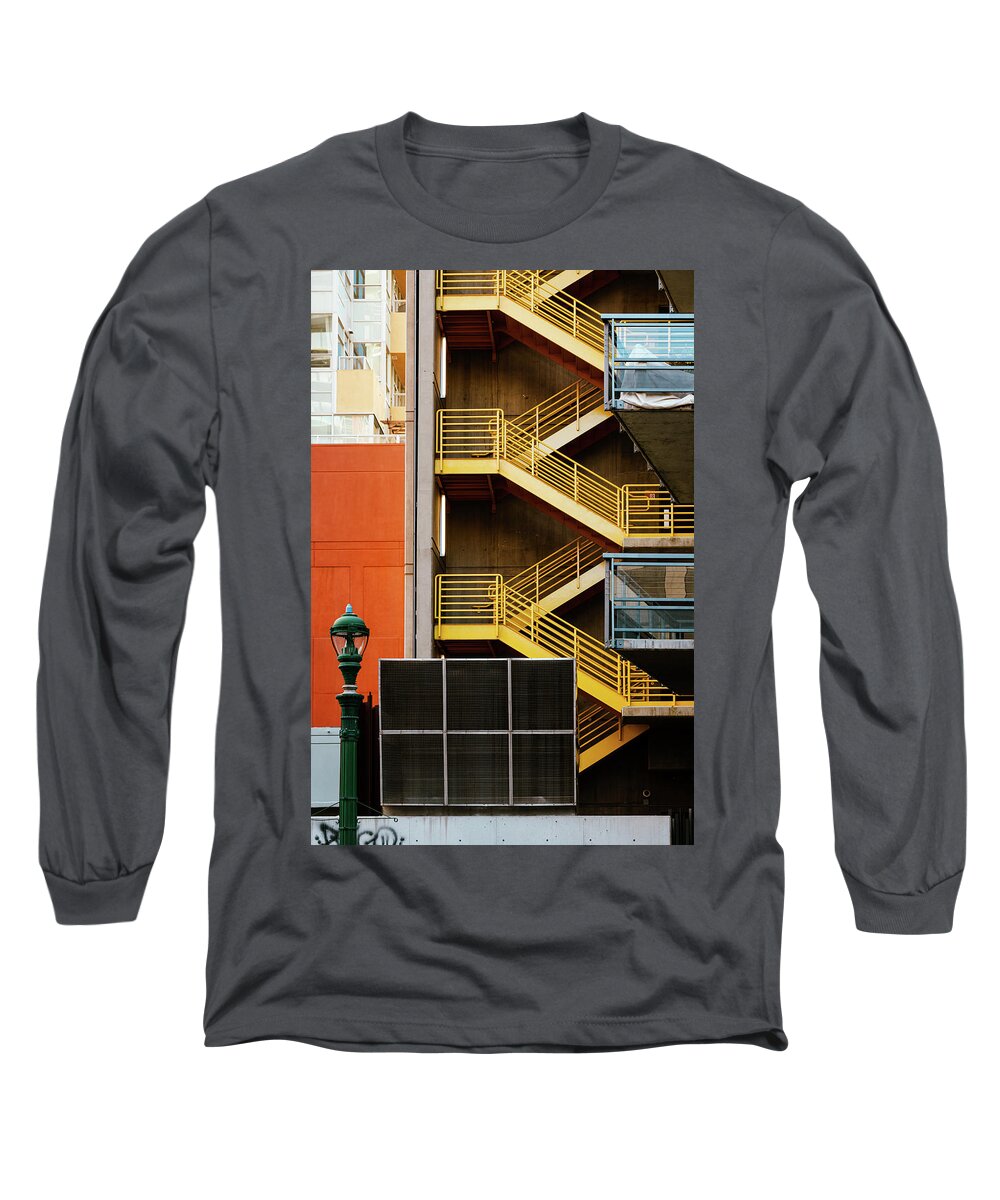 Yellow Long Sleeve T-Shirt featuring the photograph City Lines by Liz Albro
