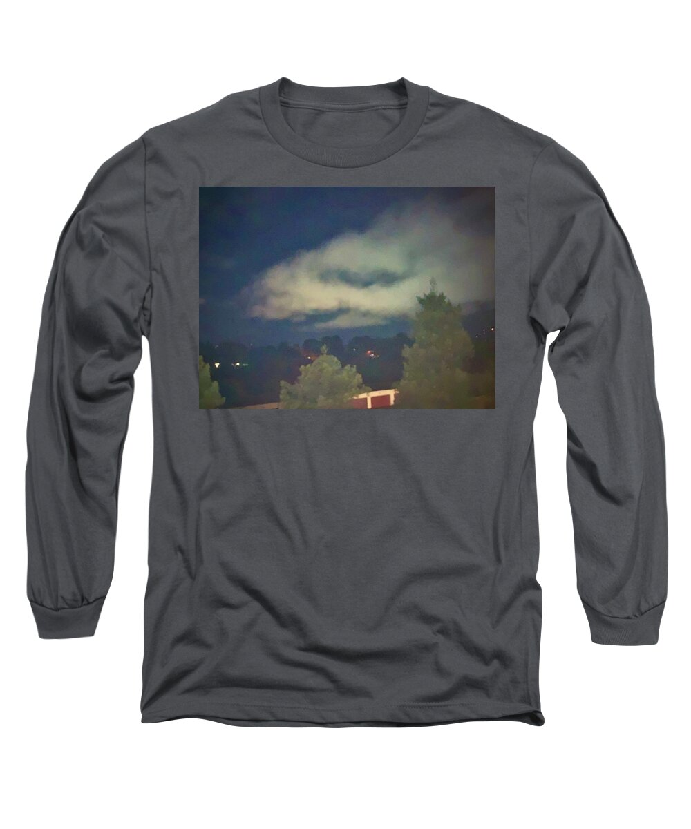Cloud Cover Long Sleeve T-Shirt featuring the mixed media Cloud Cover by Bencasso Barnesquiat