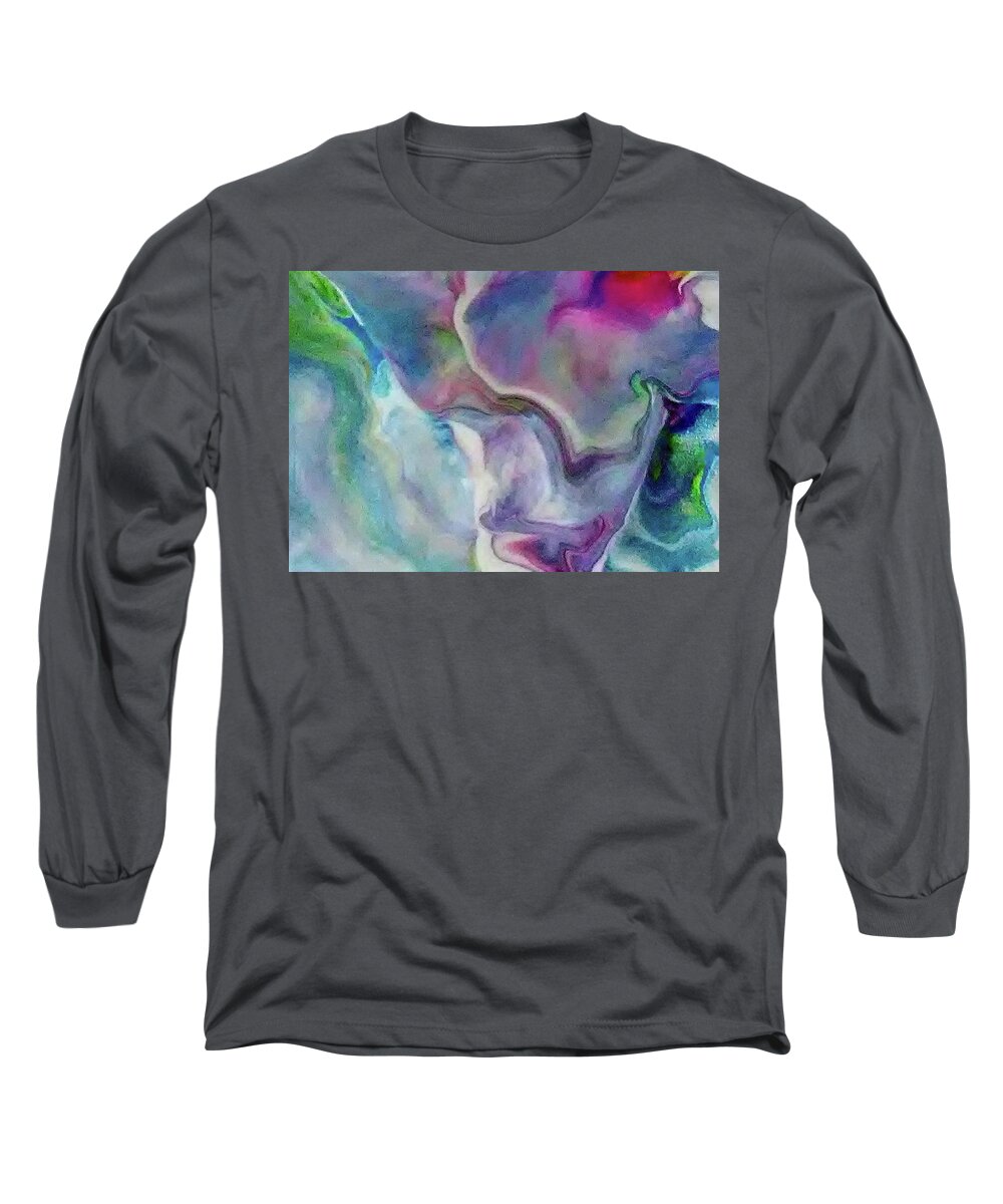 Abstract Pretty Colors Long Sleeve T-Shirt featuring the painting Cloud Dance 1 by Deborah Erlandson