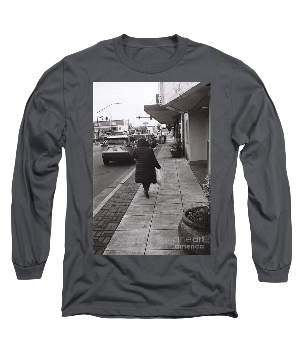 Street Photography Long Sleeve T-Shirt featuring the photograph Cold Walk by Chriss Pagani