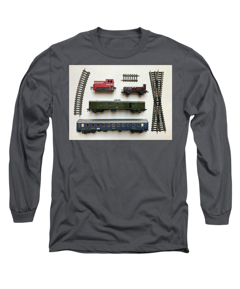 Collage Long Sleeve T-Shirt featuring the photograph Collage of Railway Models by Jan Dolezal