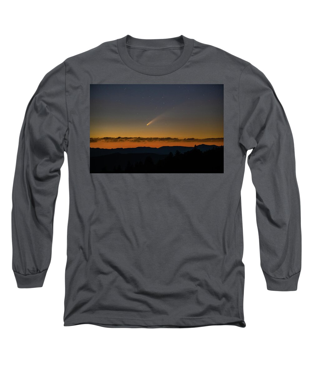 Blue Ridge Parkway Long Sleeve T-Shirt featuring the photograph Comet NEOWISE by Robert J Wagner