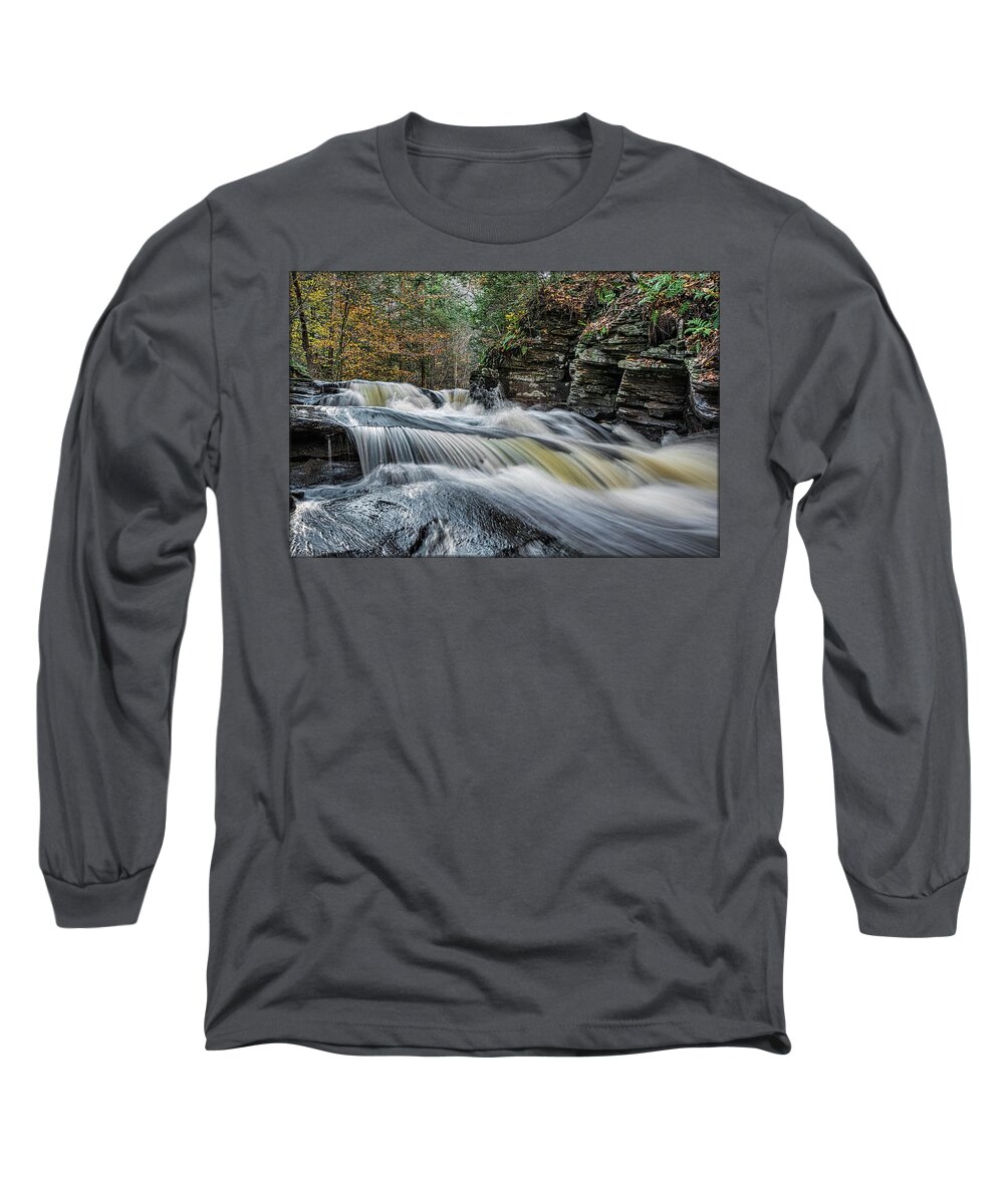 Waterfall Long Sleeve T-Shirt featuring the photograph Conestoga Falls by Erika Fawcett