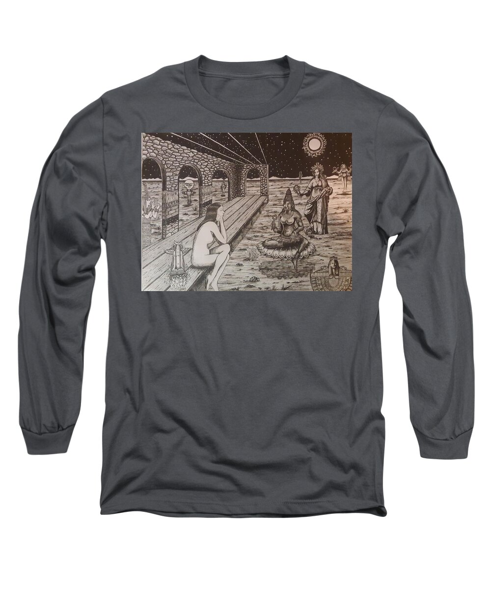  Long Sleeve T-Shirt featuring the painting Contemplating the Goddess Within by James RODERICK
