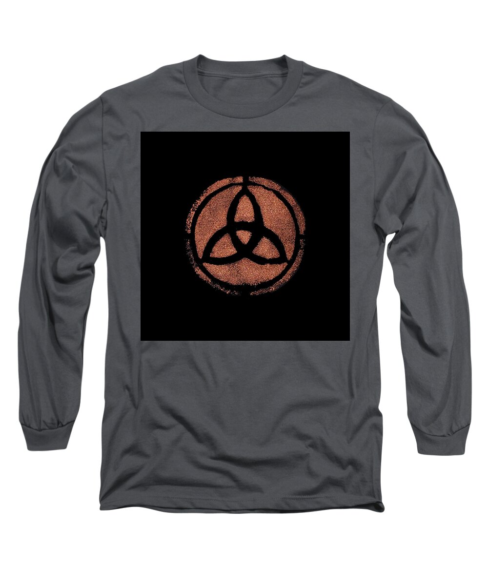 Copper Long Sleeve T-Shirt featuring the painting Copper Triquetra by Vicki Noble