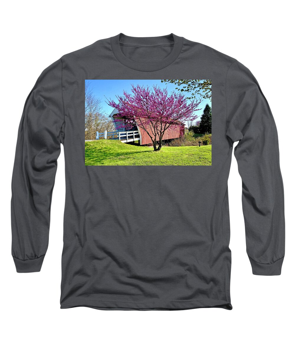 Bridge Long Sleeve T-Shirt featuring the photograph Covered Bridge of Madison County - Imes by Todd Aaron