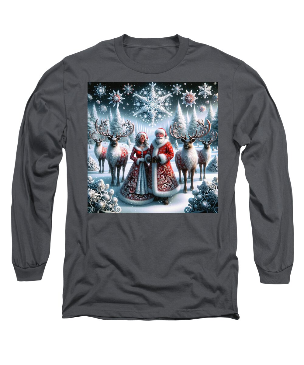 Winter Realm Long Sleeve T-Shirt featuring the digital art Crystal Winter's Greeting by Bill and Linda Tiepelman