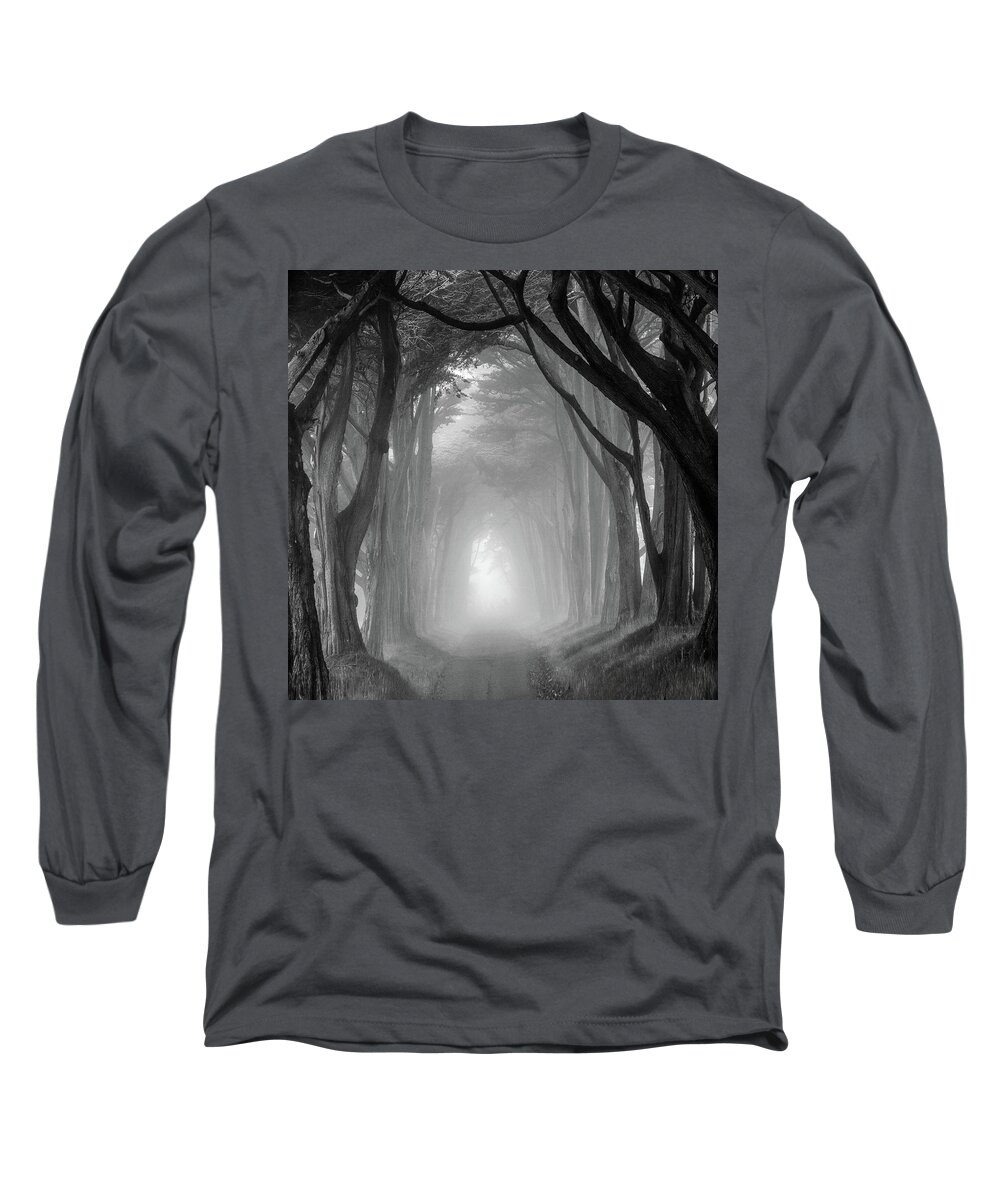 Cypress Tree Tunnel Long Sleeve T-Shirt featuring the photograph Cypress tree tunnel, Point Reyes by Donald Kinney