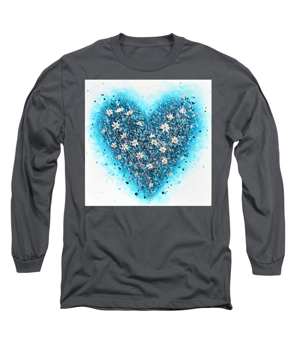 Heart Long Sleeve T-Shirt featuring the painting Daisy Heart by Amanda Dagg
