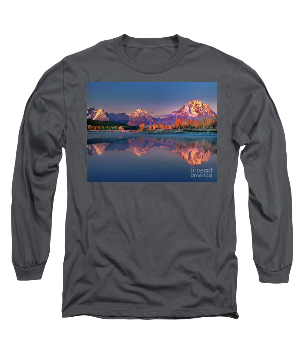 Dave Welling Long Sleeve T-Shirt featuring the photograph Dawn Light On The Tetons Reflected In The Snake River Grand Tetons National Park by Dave Welling