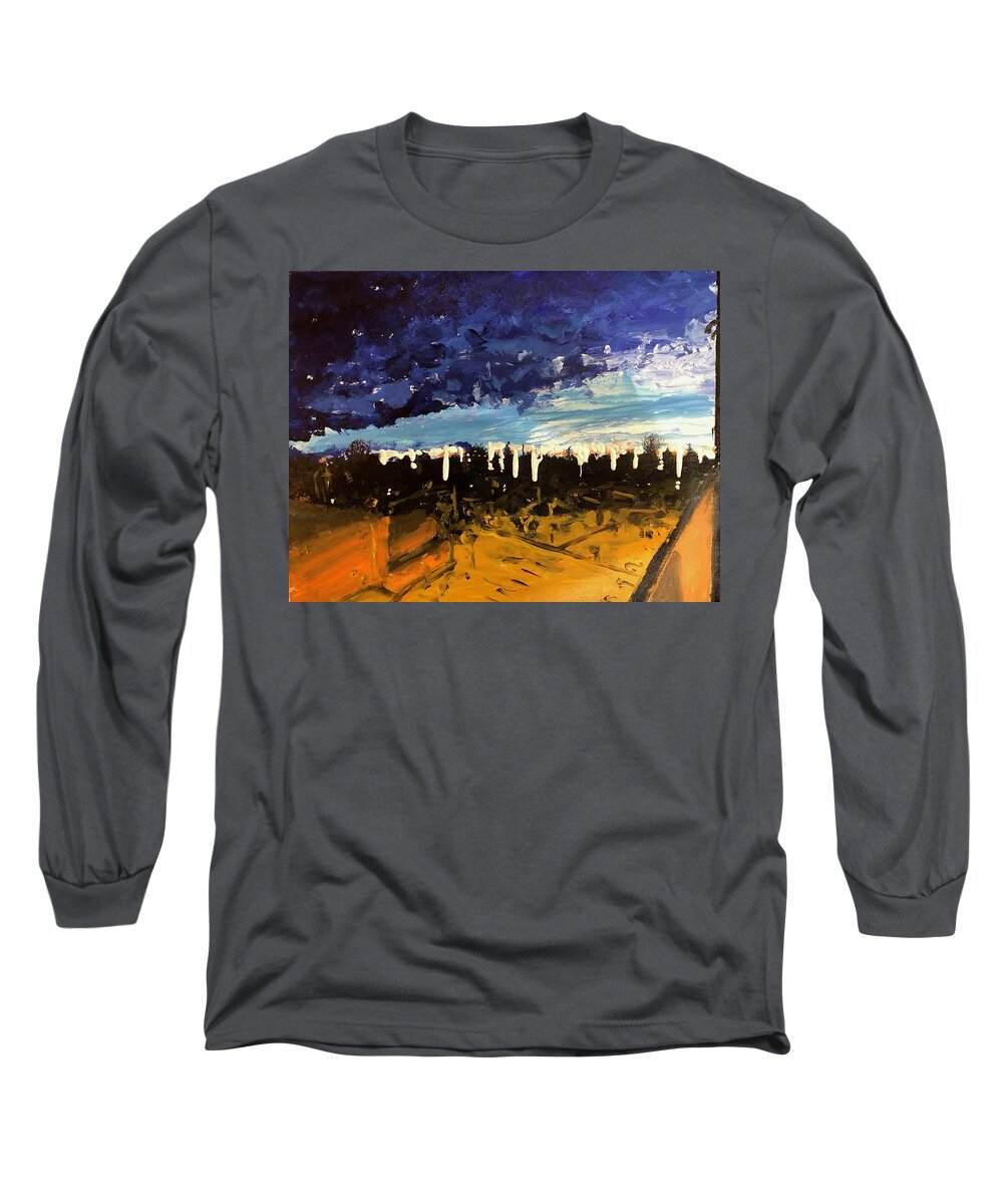 Dawn Long Sleeve T-Shirt featuring the painting Dawn on Bible Black by Bethany Beeler