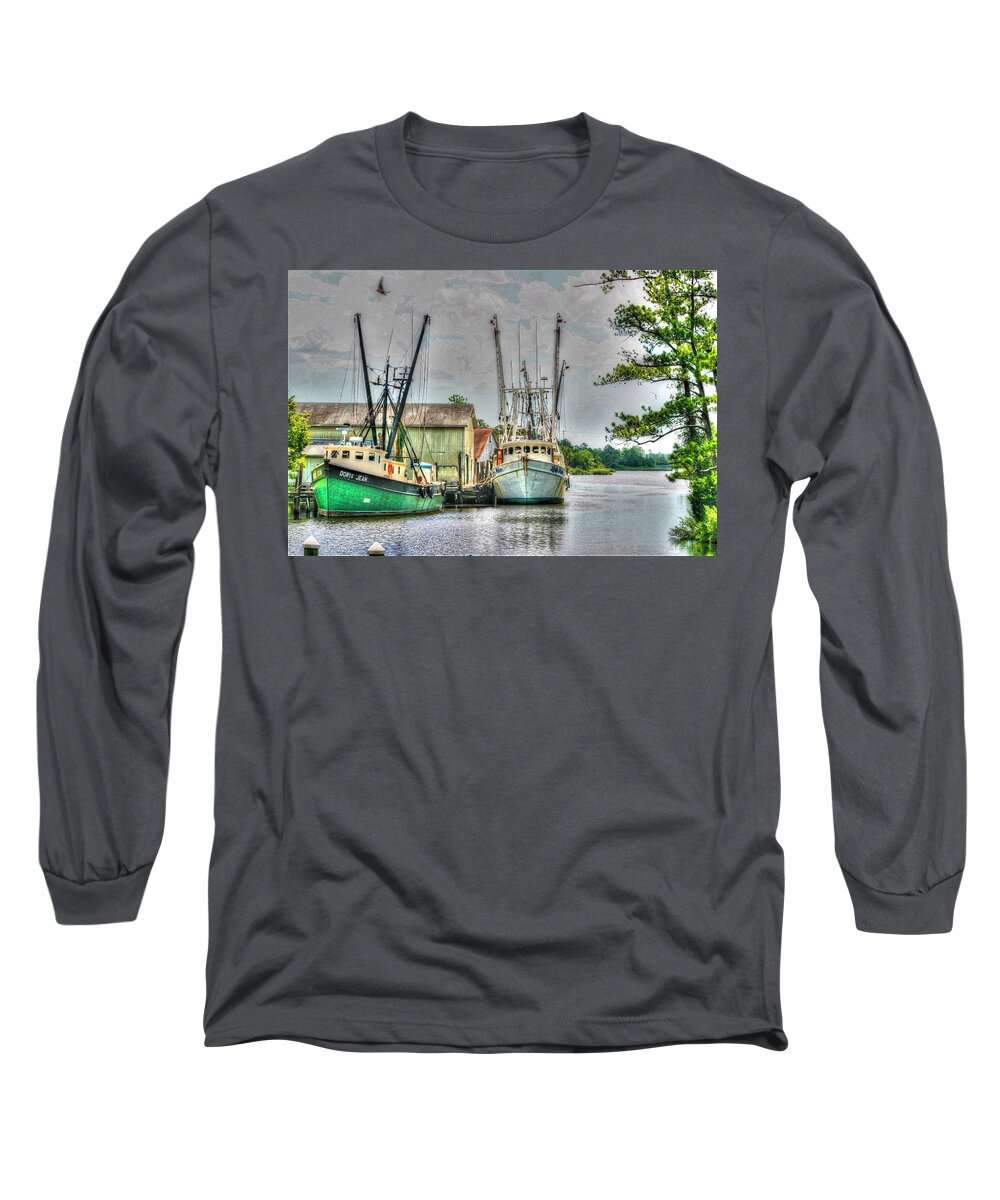 Shrimp Boats Long Sleeve T-Shirt featuring the photograph Days End by John Handfield