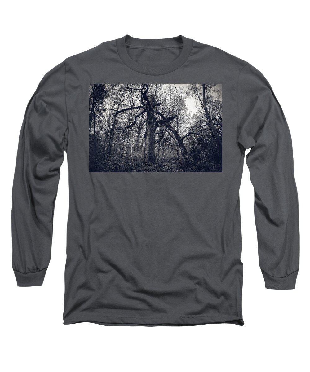 Autumn Long Sleeve T-Shirt featuring the photograph Death of a giant BW by Jean-Luc Farges