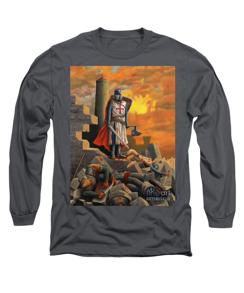 Medieval Long Sleeve T-Shirt featuring the painting Defender by Ken Kvamme