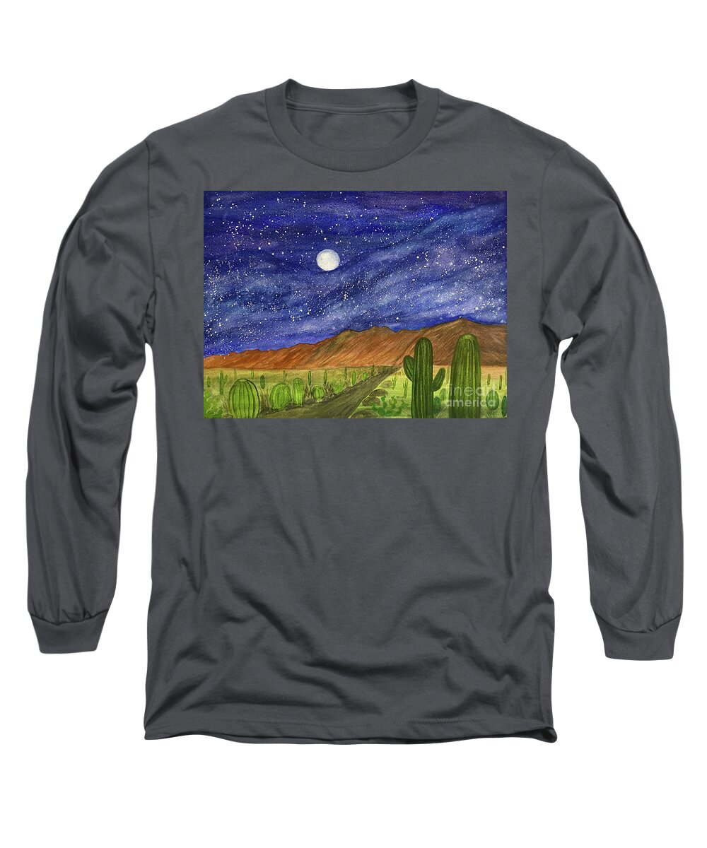 Desert Long Sleeve T-Shirt featuring the painting Desert Sky by Lisa Neuman